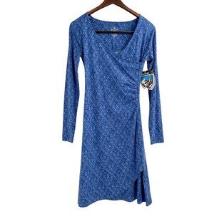 NWT Kuhl Vienna Sapphire Blue Long Sleeve Faux Wrap Dress Womens Size XS Casual